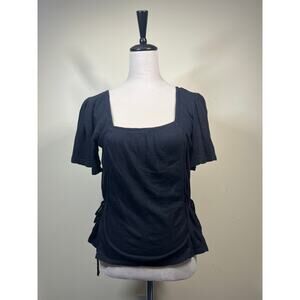 Lucky Brand Black Milkmaid Style Top Excellent Condition Size Small